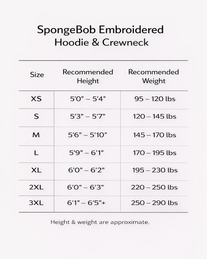 Spongebob Embroidered Crewneck & Hoodie